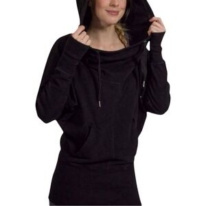 Lululemon Flashback Pullover Heathered Black Cotton Terry Hoodie Size 8 Grey